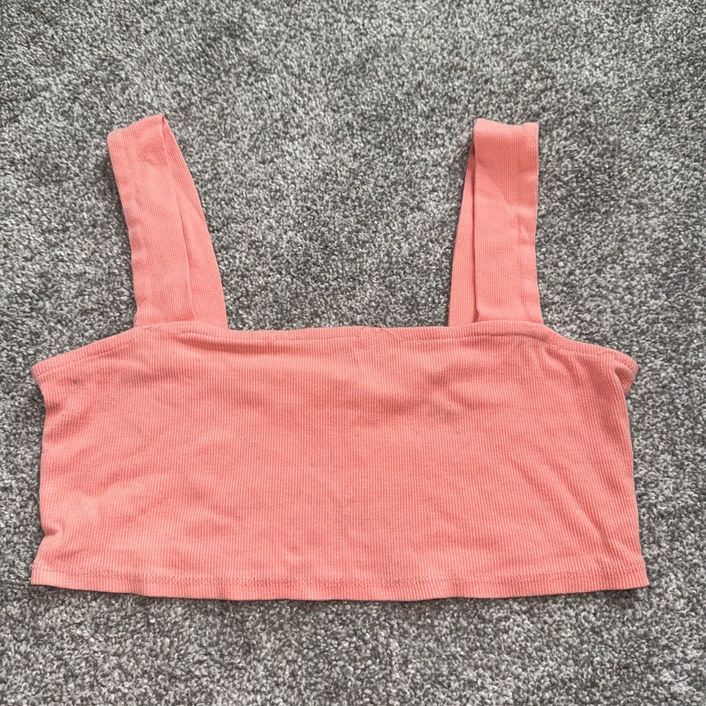 Coral Fitted Crop Tank Top
